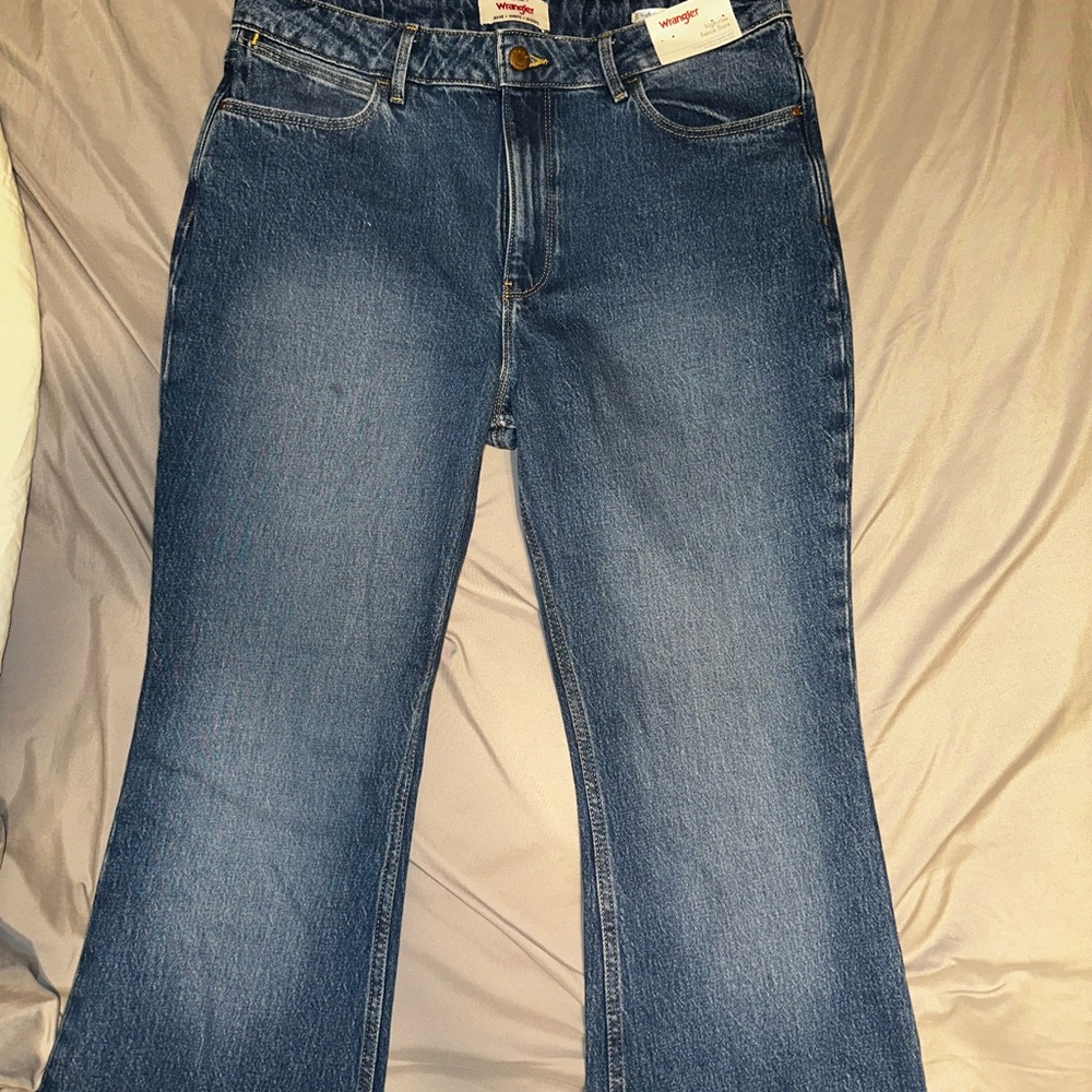 Wrangler Women's Dark Blue Wide Leg Flare Jeans